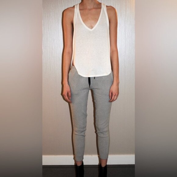 Anthropologie One Grey Day Orion Knit Tank Top Racerback V-neck Cream White - Picture 5 of 16